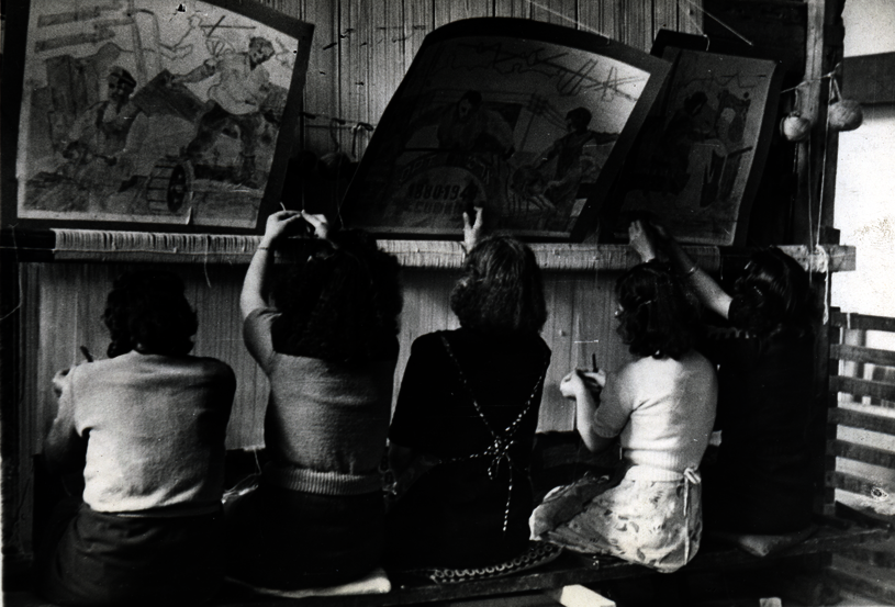 ORT Bulgaria students working on a carpet, Sofia, Bulgaria, 1948.